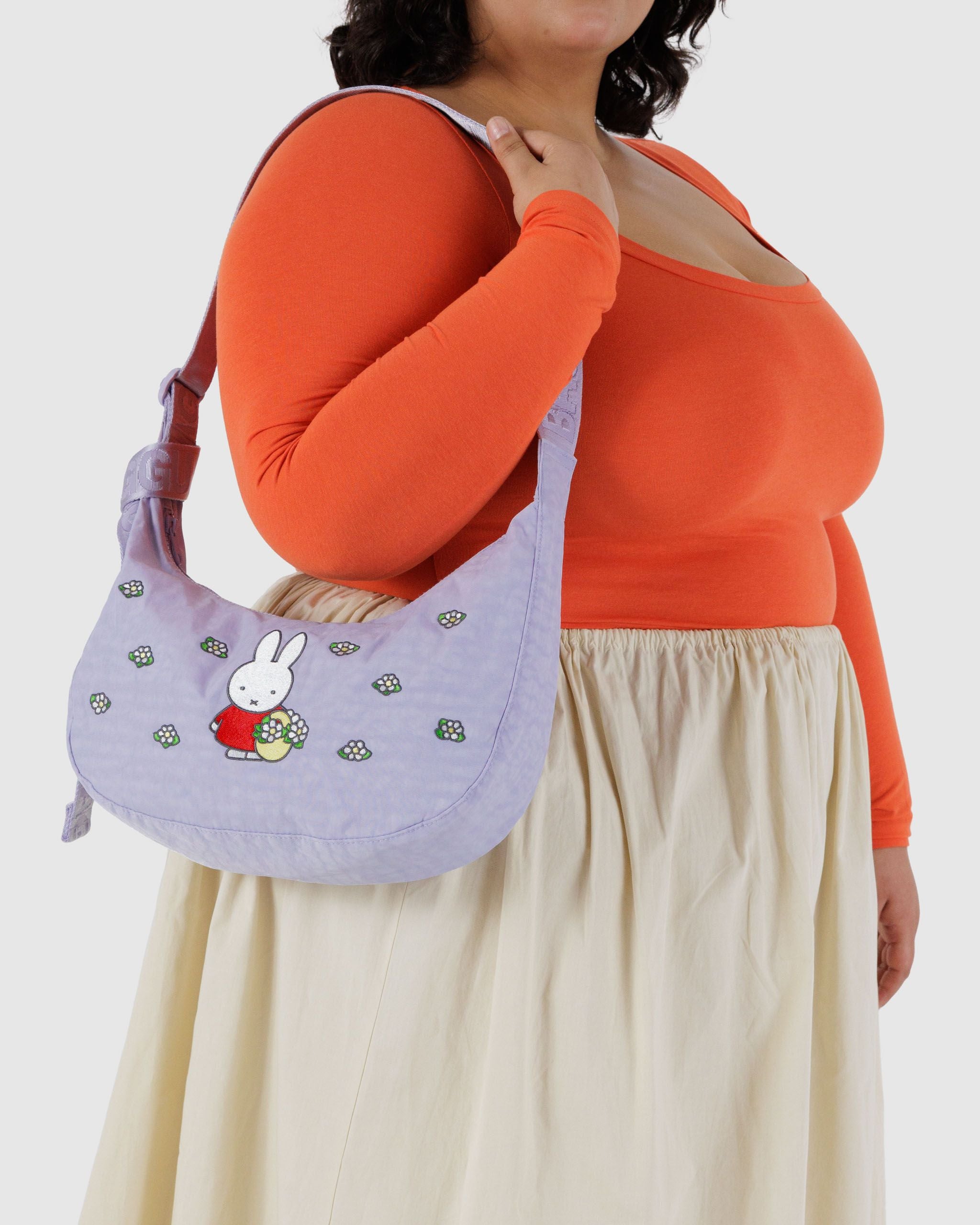 Medium Nylon Crescent Bag - Embroidered Miffy - Image 3