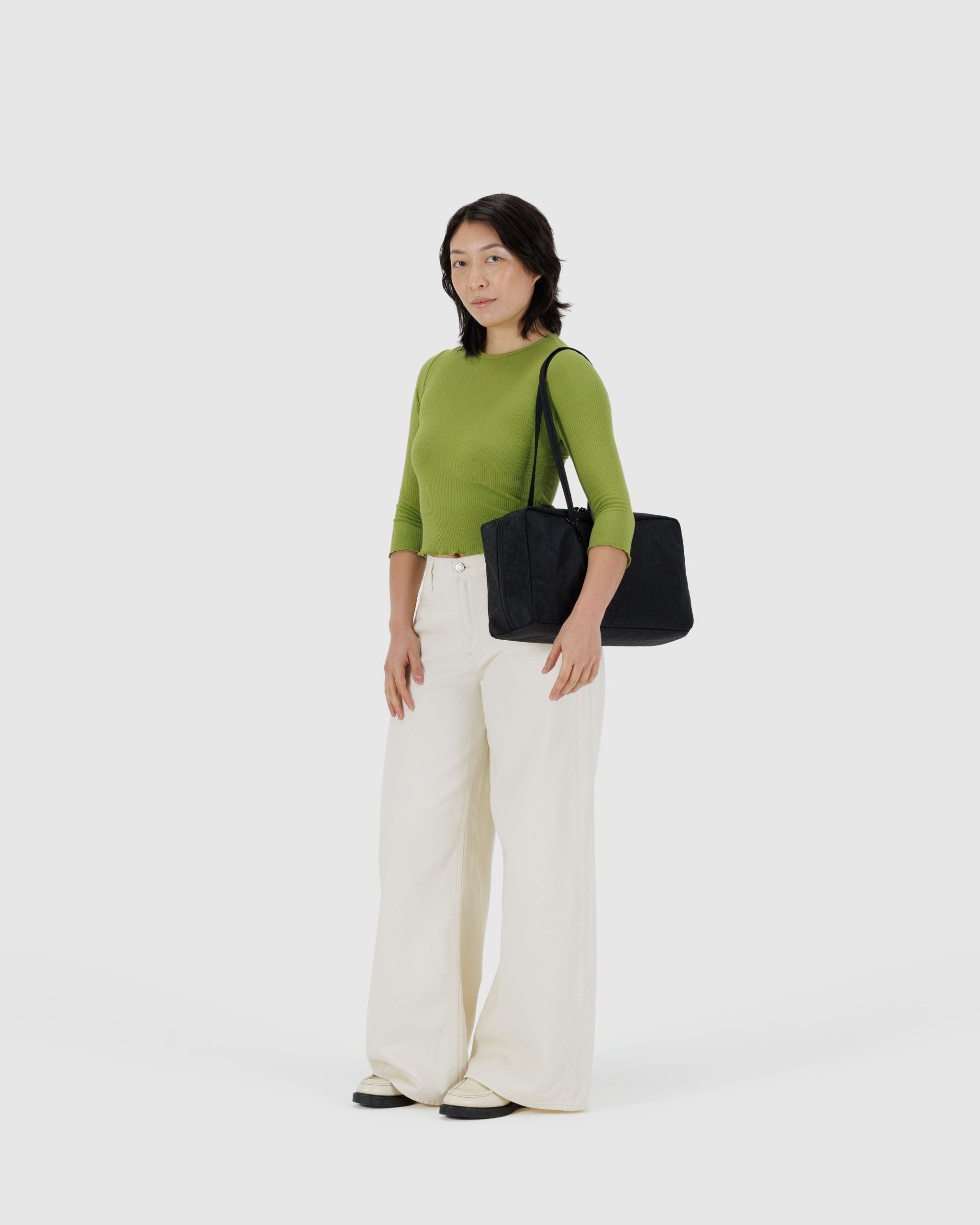 Medium Nylon Bowler Bag - Black - Image 2