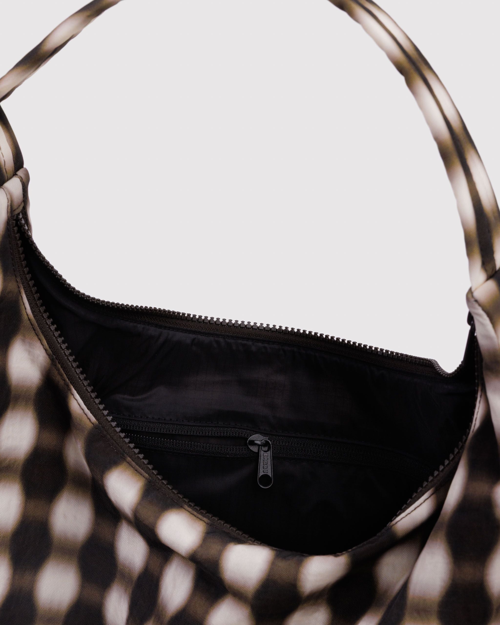 Nylon Shoulder Bag - Blurred Gingham Brown - Image 4