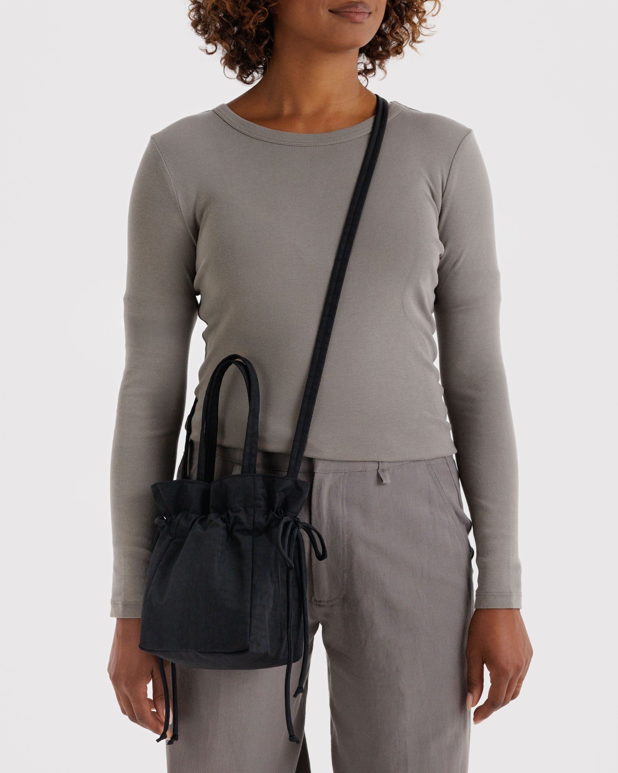 Nylon Drawstring Bag - Black - Image 2