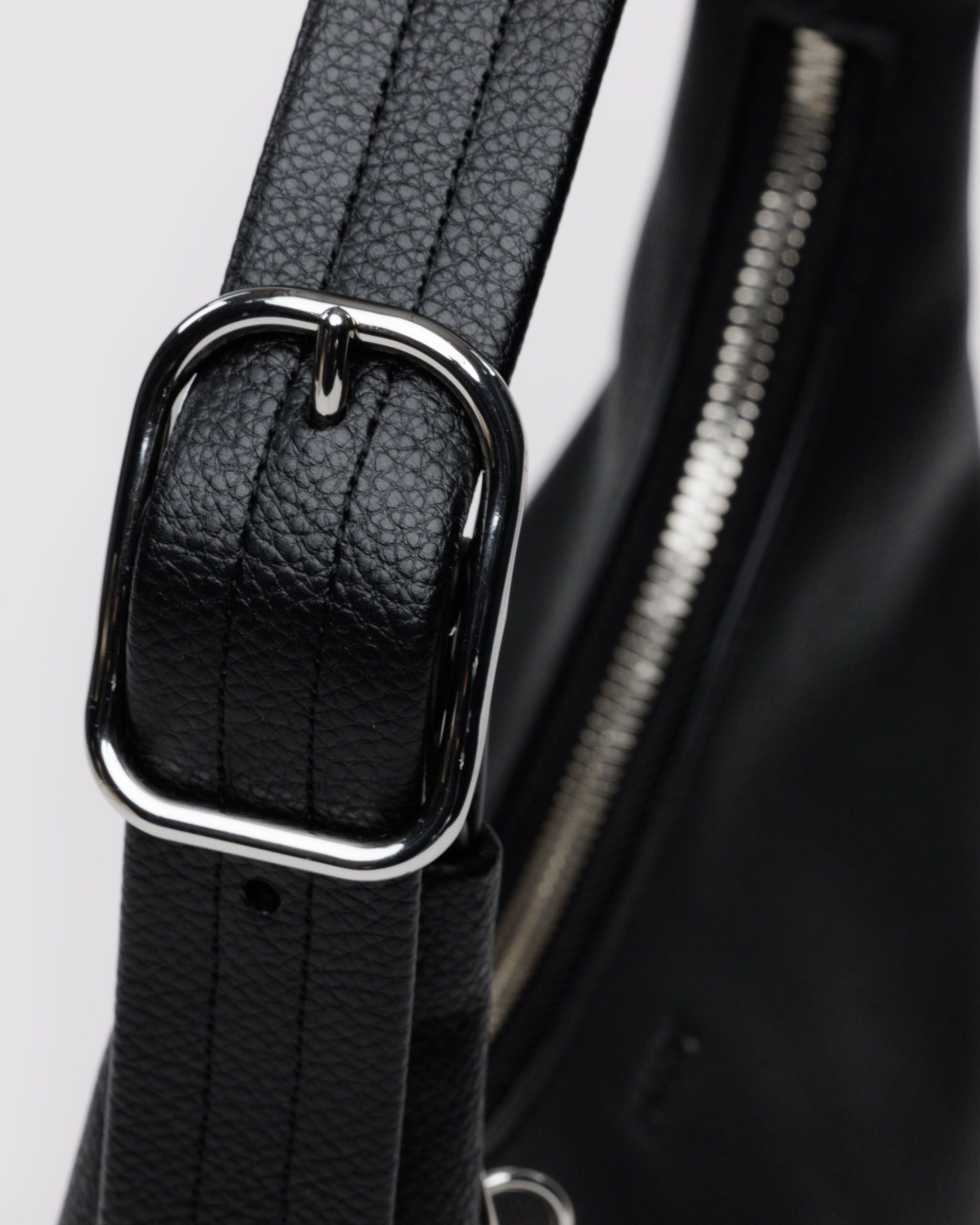Mini Recycled Leather Shoulder Bag - Black - Image 5