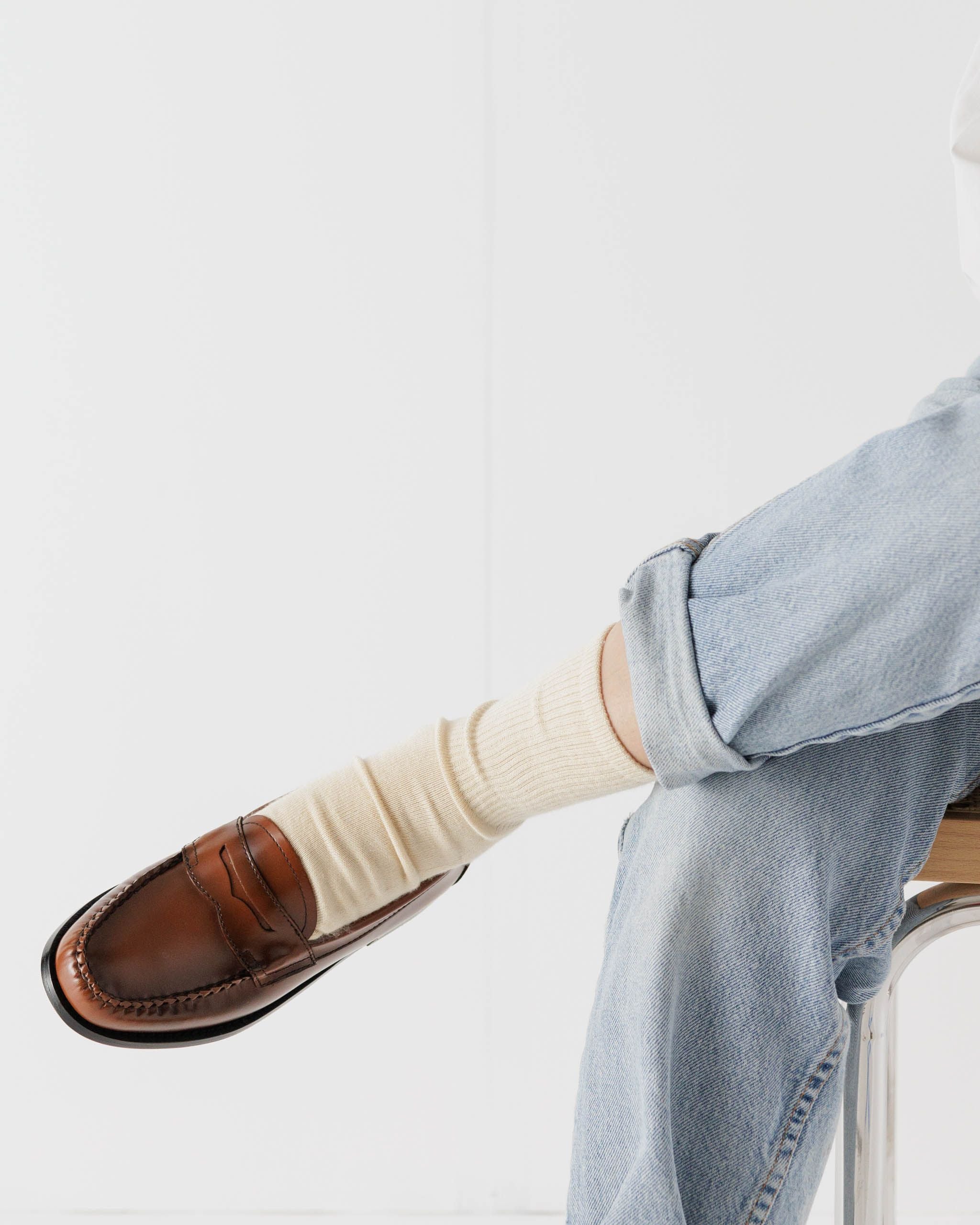 Ribbed Sock - Ecru - Image 3