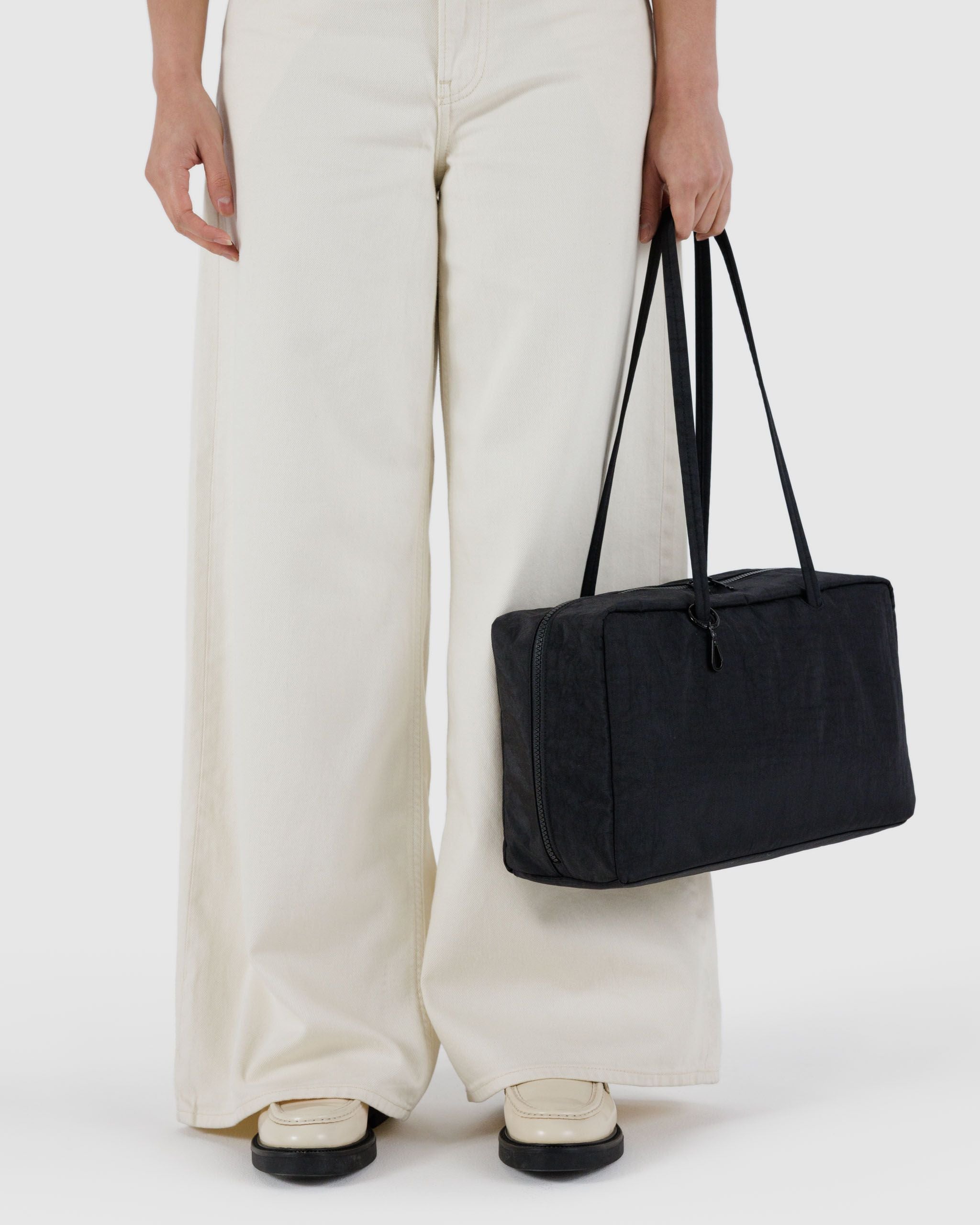 Medium Nylon Bowler Bag - Black - Image 3