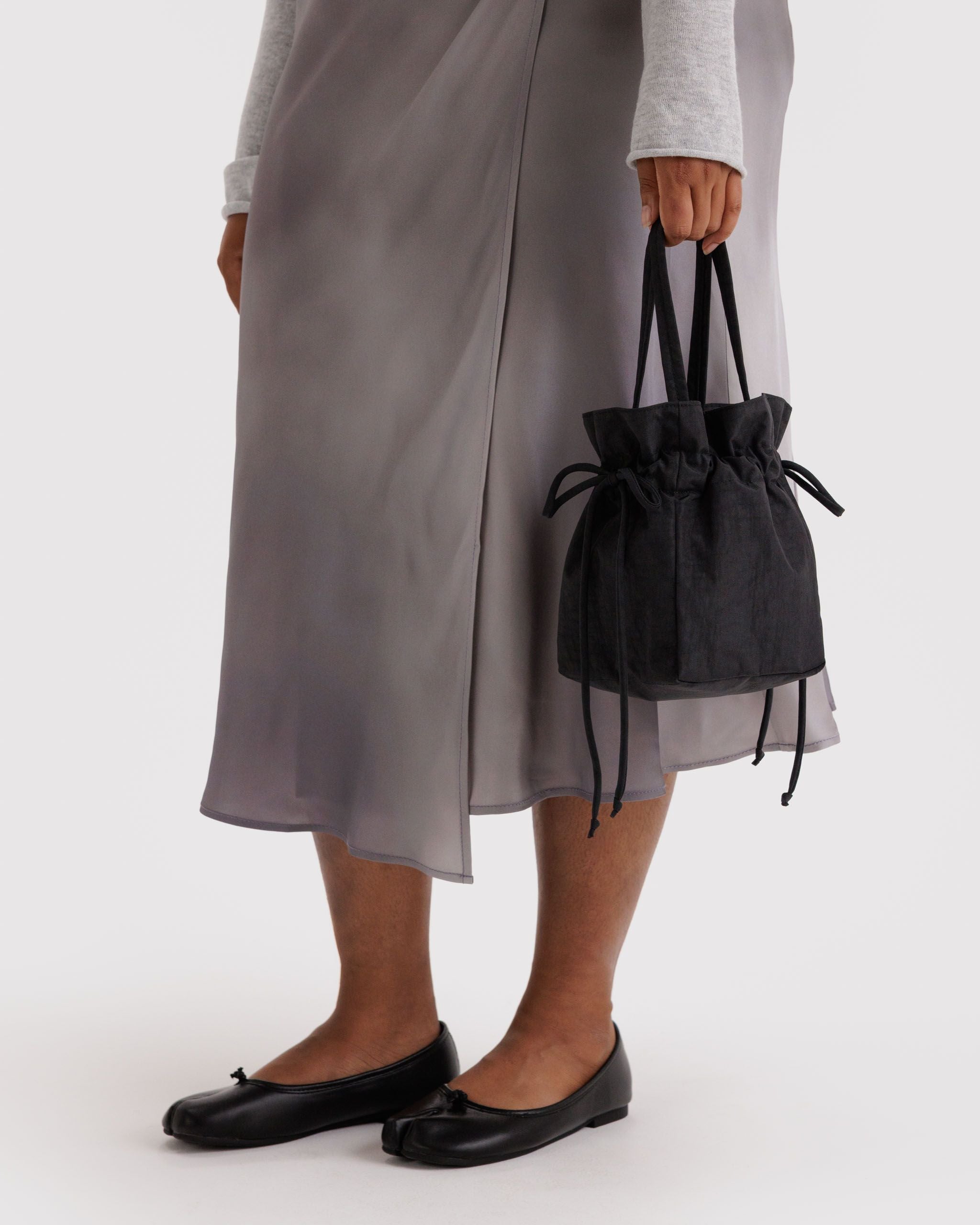 Nylon Drawstring Bag - Black - Image 3