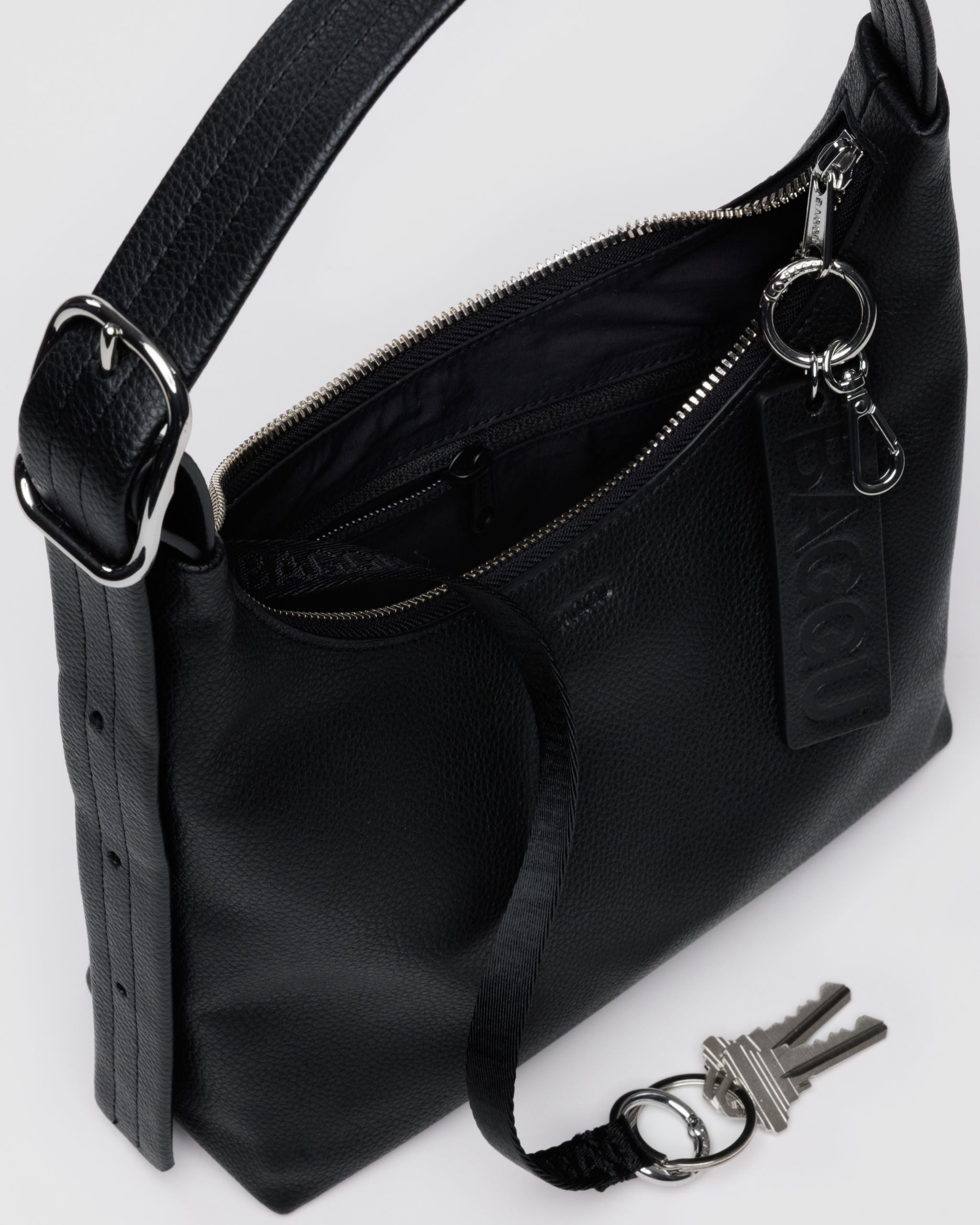 Mini Recycled Leather Shoulder Bag - Black - Image 4
