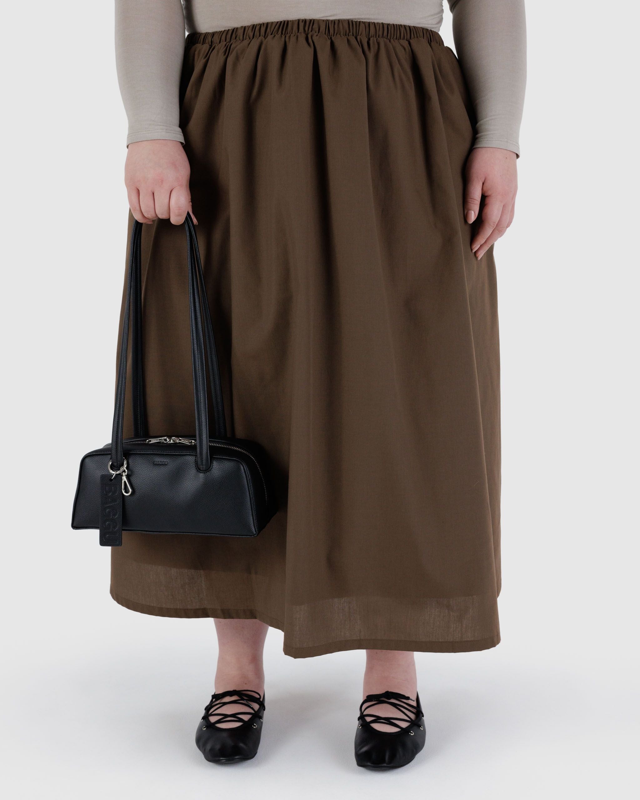 Small Recycled Leather Bowler Bag - Black - Image 3